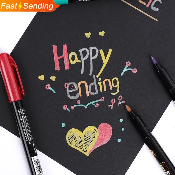 

jianwu 8pcs/set creative color metal marker pen art painting hook line pen kawaii school supplies
