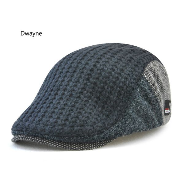 

2017 knitting wool beret cap for dad england style winter warm senior men causal autumn hat caps, Blue;gray