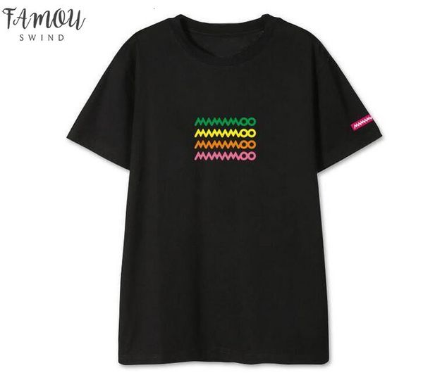 

summer new arrival mamamoo logo 3 colors printing o neck short sleeve t shirt for moomoo kpop fashion t shirt, White