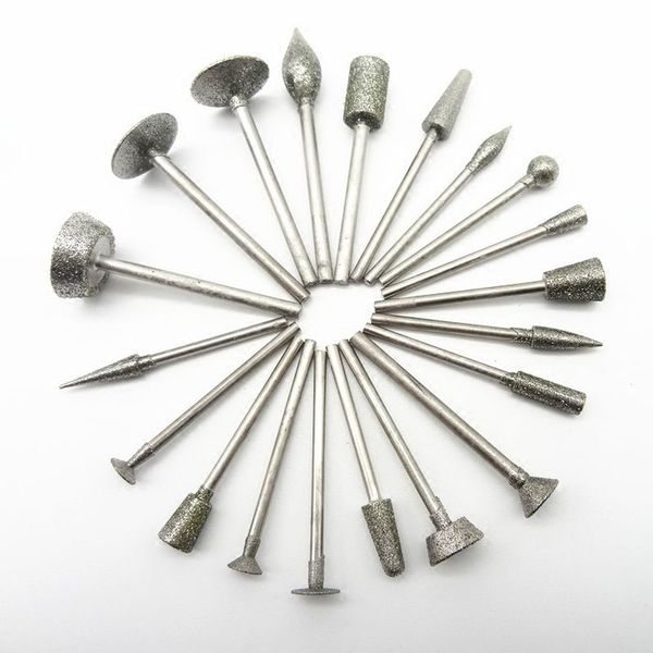 

20pcs electric mill accessories diamond grinding needle for jade carving emery grinding head jewellery engraving polisher metal