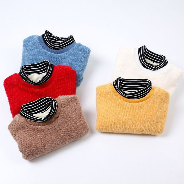

Girls Sweaters Children's Sweater Sweats Girl Winter Clothes Jumper Plush Inside Warm Turtleneck O-neck Baby Girl Clothes