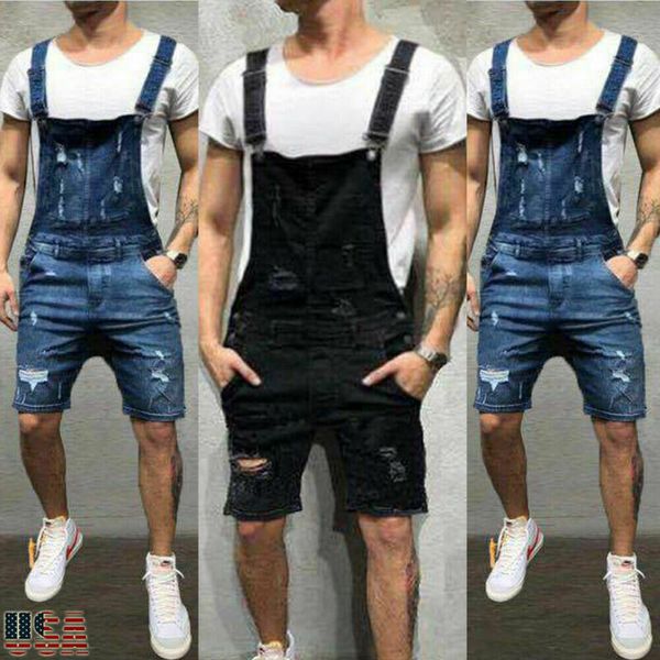 

men's pants men overalls short suits one piece jeans jumpsuits trousers denims dungarees, Black