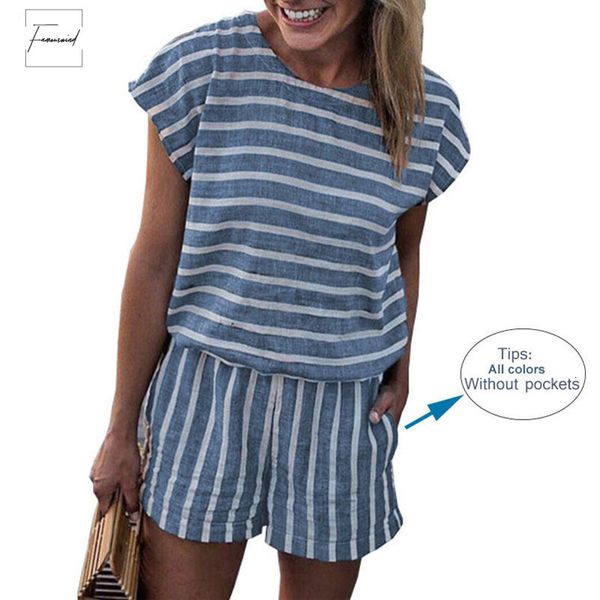 

полосатый свободные комбинезоны боди комбинезон женщины лето 2019 повседневная пляж комбинезон шорты с коротким рукавом свободные элегантные, Black;white