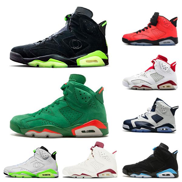 

infrared bred 6 6s men basketball shoes green suede gatorade unc oreo carmine men sports sneakers designer trainers us 7-13, Black