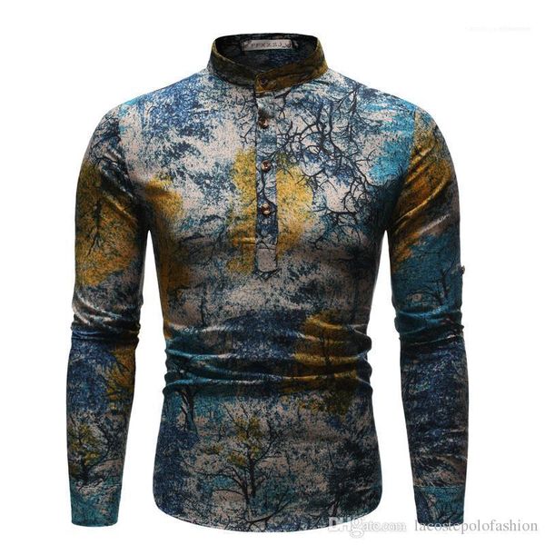 

ночь распечатать mens casual одежда маслом стили homme tops этнические стили мужская рубашка звездным, White;black