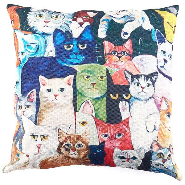 

flax decorative pillow case cushions 45*45cm cat pattern-abux
