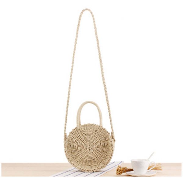 

round straw bag handmade rattan woven vintage retro straw rope knitted women crossbody handbag fresh summer beach bag bohemia 19061502