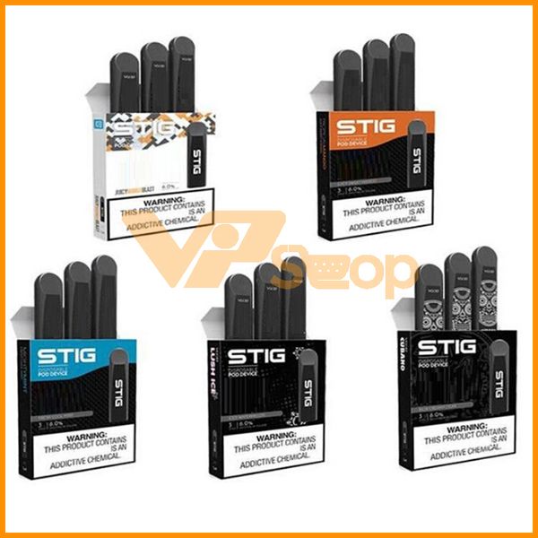 

100% первоначально VGOD STIG Одноразовая Pod Vape Pen Kit Встроенный 270mAh аккумулятор 1,2 мл Пустой картридж Kit сигареты Портативный E Аутентичные