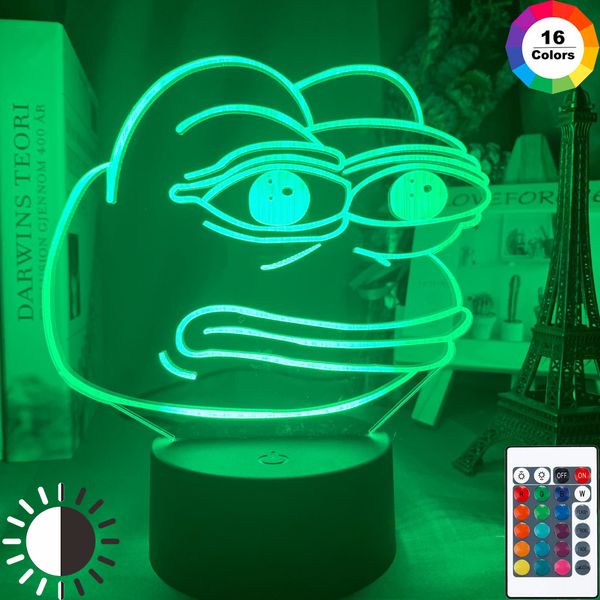 

3d illusion led night light pepe the frog sad frog table lamp for kids child bedroom decor nightlight cool friend birthday gift