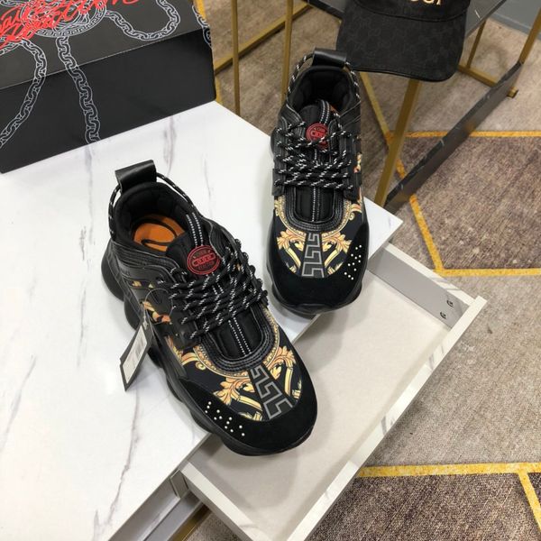 

2020 est style high-end luxury men's casual sports shoes fashion casual brand platform men's shoes unique vintage pattern size 38, Black