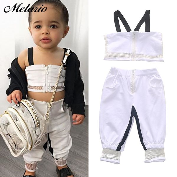 

melario baby girls clothes summer fashion tracksuits set 2pcs suspenders and long pants girls clothes set outfirts, White
