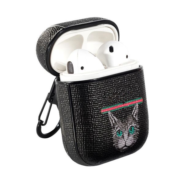 

подхожу для airpods защитной крышки мультфильма для яблочного беспроводного милого черного кота 2 поколения сплошного цвета дизайнера высоко