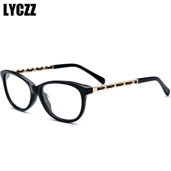 

lyczz мужчины женщины круглый винтаж корейской версии очки ацетатные очки мода тенденция дамы близорукость очки кадры поддельные очки, Black