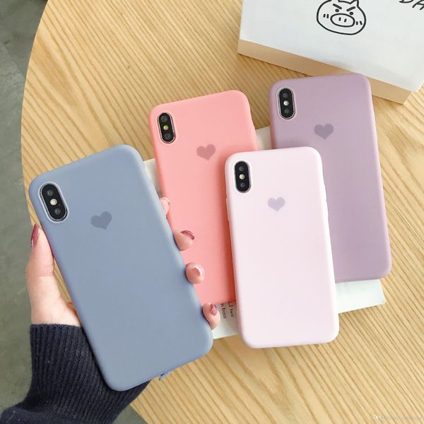 

goods wholesalescandy colors solft shell back cases for iphone xs max xs xr x 8 7 6 6s plus printed heart cover case
