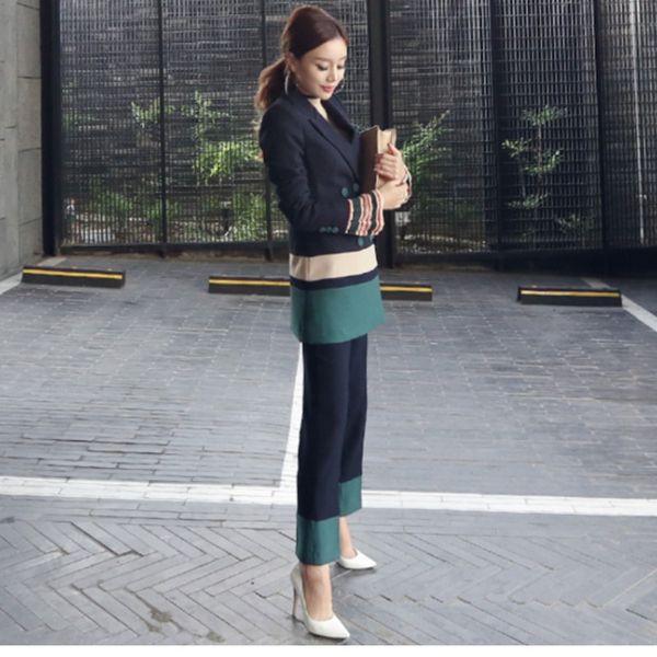 

2018 autumn womens 2 piece pant suits women casual office business suits formal work wear sets elegant pant vestidos mujer, Gray