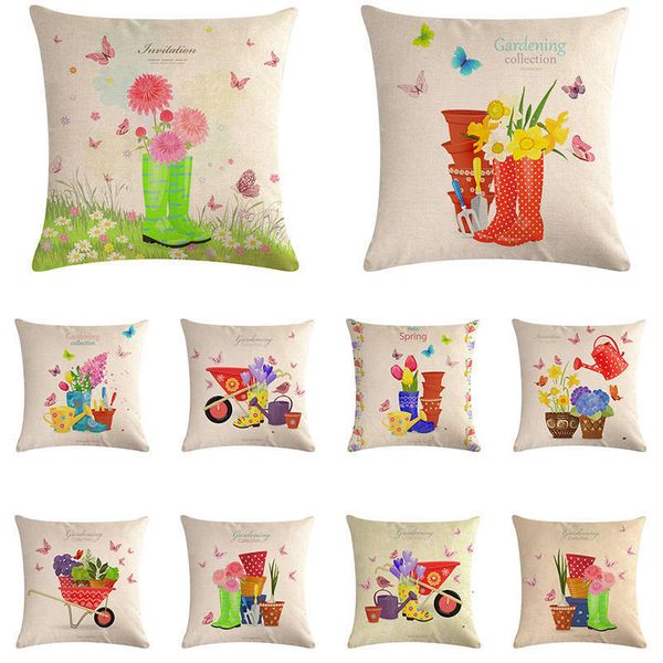 

садоводство colecting цветок хлопок белье hello spring диван бросьте чехол подушки для украшения дома подушка автомобиля подушка zy1167