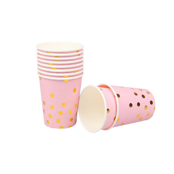 

10 pcs/lot paper plates cups pink gold happy birthday party decoration tableware kids birthday decoration favor baby shower other event pa