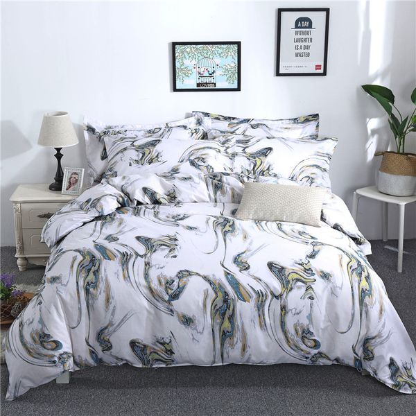 

creative marble print fashion bedding set european style simple duvet cover pillow case 2/3pcs comforter bedding home textiles