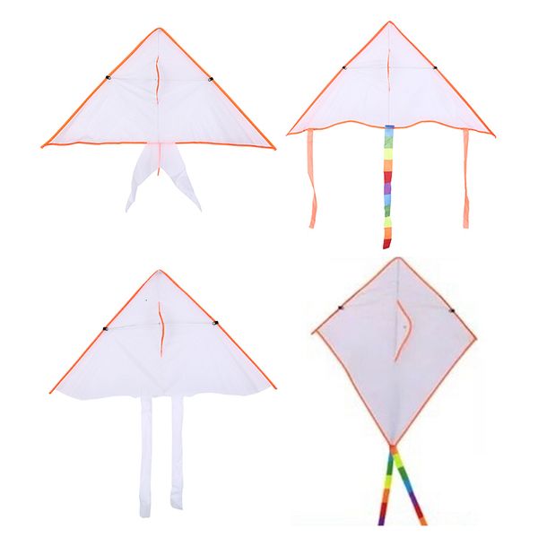 

50 pcs mix wholesale 4 style diy painting colorful flying foldable outdoor beach kite children kids sport funny toy