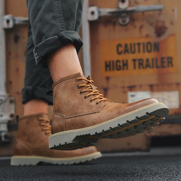 

man boots cow suede breathable men casual outdoor plush warm winter boots work shoes fashion lace up waterproof ankle a4, Black