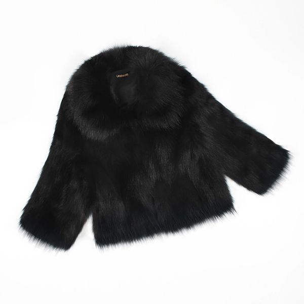 

women's fur & faux winter woman ladies fashion fourrure femme veste artificial coat warm solid gradient parka paugh0, Black