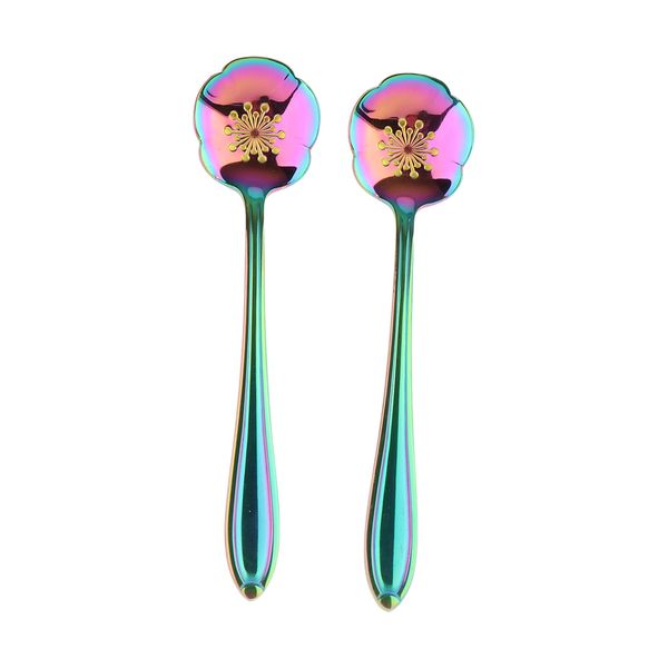 

2pcs creative petal coffee spoon,tea soup sugar dessert spoon colorful