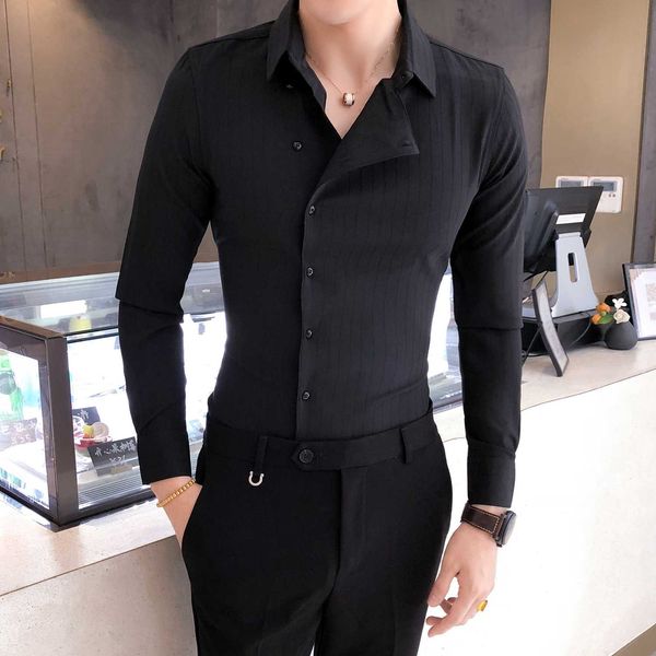 

mens casual shirts camisa masculina tuxedo clothes solid color shirt dress brand new slim fit men shirt long sleeve shirts men, White;black