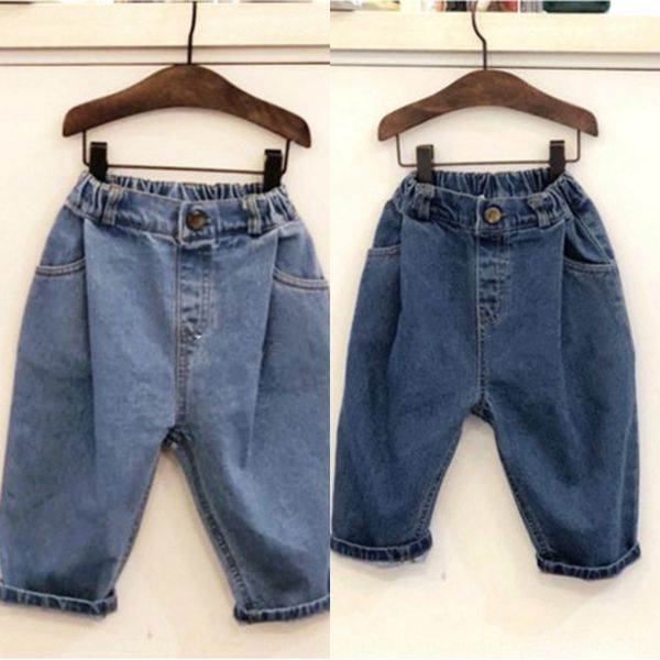 

autumn 2020 wear korean style pleated jeans wear children's design children's ins style all-match jeans, Blue