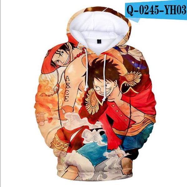 

anime hoodie printed one piece sweatshirts autumn winter fashion casual sweatshirt boy/gril 3d print one piece kids hoodies, Black