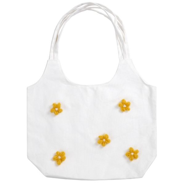 

small fresh 3d daisies flowers canvas bag women 2019 fashion large capacity single shoulder bag student daily pack shopping tote