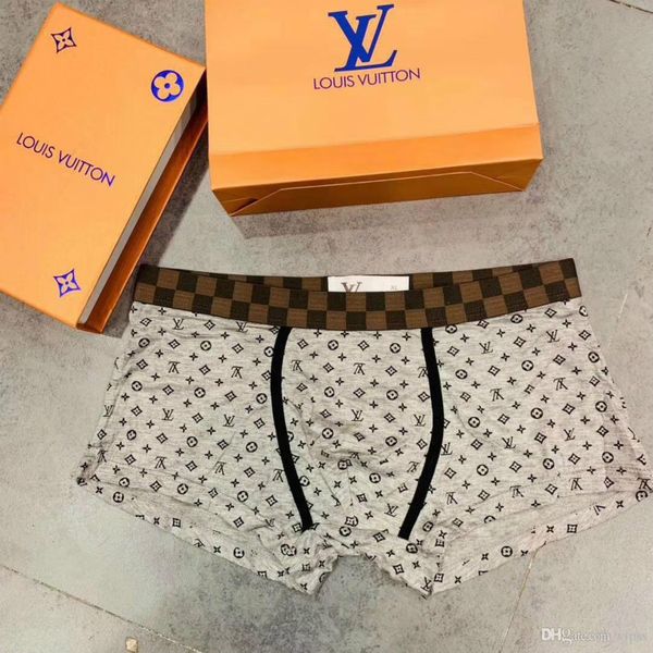 

new gift box l old printed men's underwear shorts underpants tight waist underpants mens boxers designer boxers 4pc+box tote, Black;white