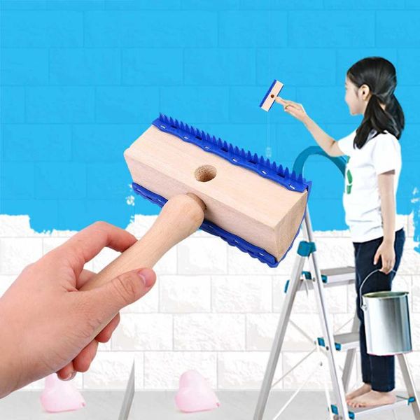 

wooden handle imitation wood grain paint brush for liquid wallpaper decoration tool
