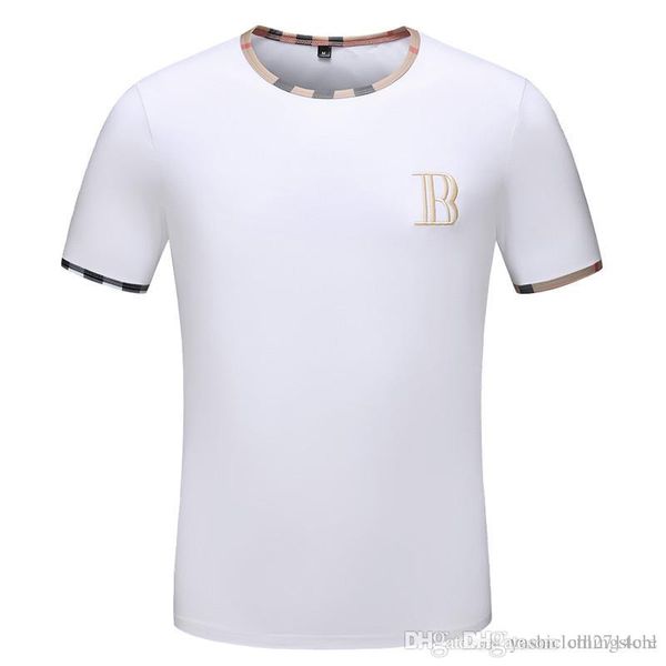 

summer new round collar short-sleeved t-shirt men's solid color printing breathable high-end letter pattern loose t-shirt, White;black