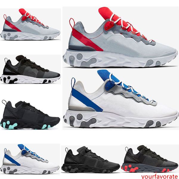 

2019 designer react element 55 running shoes for men womens jade solar red triple black white royal red sports sneakers shoes size 36-45