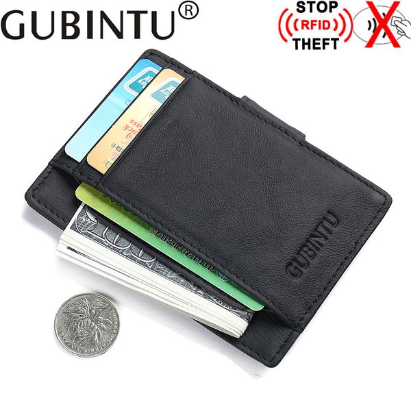 

foreign trade rfid card pack genuine leather black brown color magnet anti-magnetic anti-theft wallet money clips ing