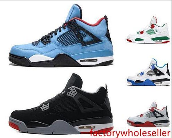 

4 4s basketball shoes mens og bred for 2019 cactus jack houston oilers white cement mens designer trainer sport sneakers size 41-47
