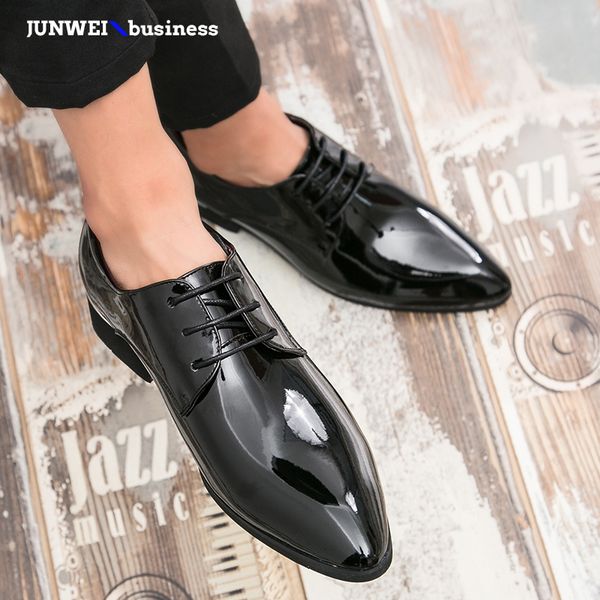 

shoes men 2019 leather oxfords elegant men formal business dress shoes outdoor fahsion lace up party size 38-46 l5, Black