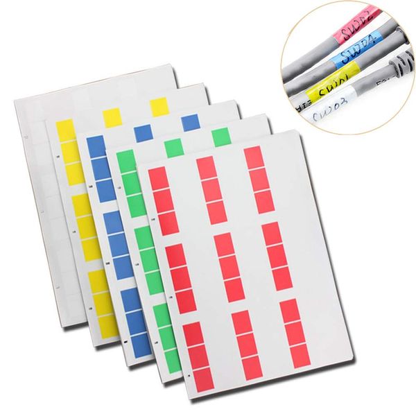 Etichette adesive per cavi Avvolgimento Tag Marcatori Organizzatori Scritto a mano e stampabile 10 fogli di carta A4