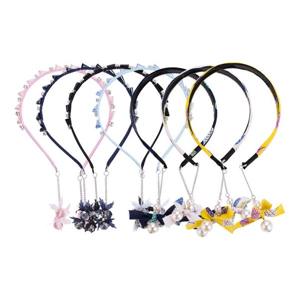 

ins baby headwear baby girls headband accessories fashion child fake earrings headband girls fringe pearl arrival, Slivery;white