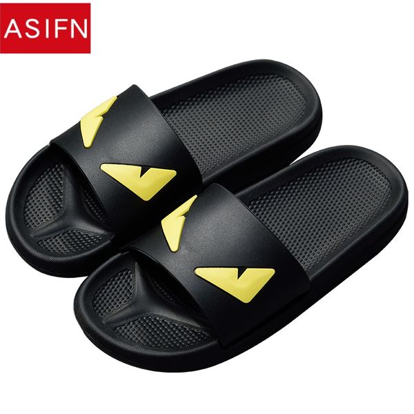 

asifn men's massage slippers male flip flops slides summer women slipper cartoon male two style soles zapatos hombre, Black