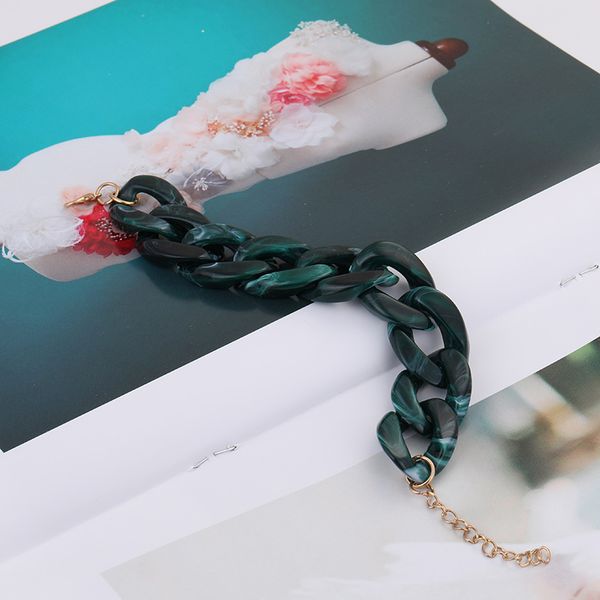 

wholesale- luxury designer sweet candy color exaggerated acrylic resin big chain bracelet for woman girls 22cm, Black