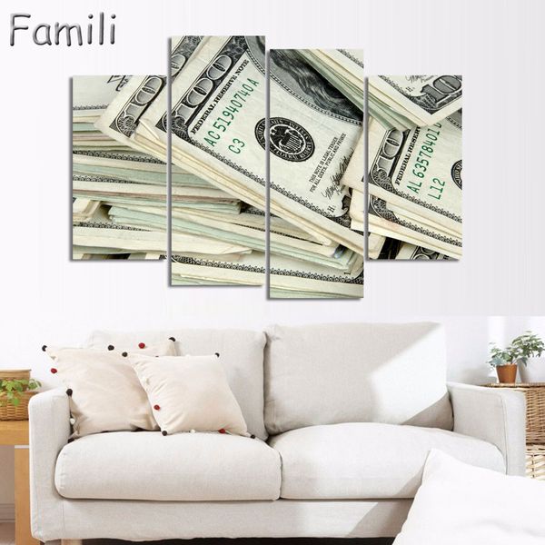 

unframed home decor canvas art money print posters picture wall painting for living room 4planes paint