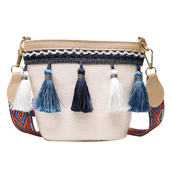 

national wide strap crossbody bags women retro weave feather tassel flip zipper shoulder bag handbags women bags designer /e