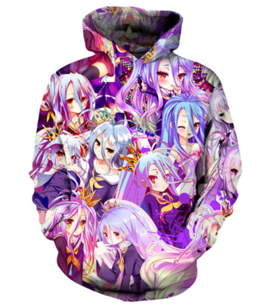 

новая мода no game no life фиолетовый круто аниме толстовки 3d печать одежда женщины / мужчины унисекс 3d толстовки повседневные пуловеры то, Black