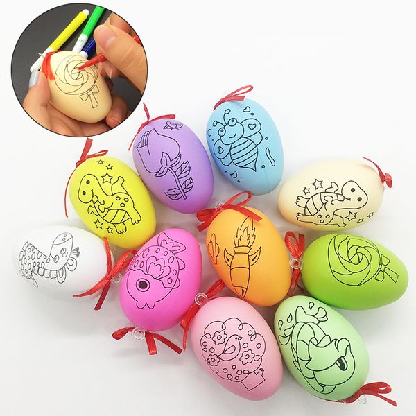 

easter painted eggs cartoon patterned watercolor pen set simulation plastic egg children diy hand-painted eggs intelligence development toys