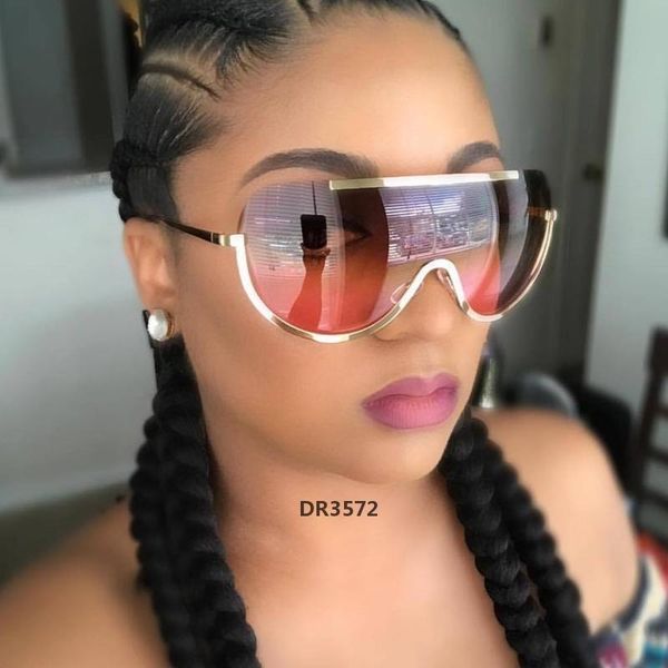 

longkeeper new oversize shield sunglasses big frame alloy one piece cool sun glasses women gold clear eyewear gradientdr3772, White;black
