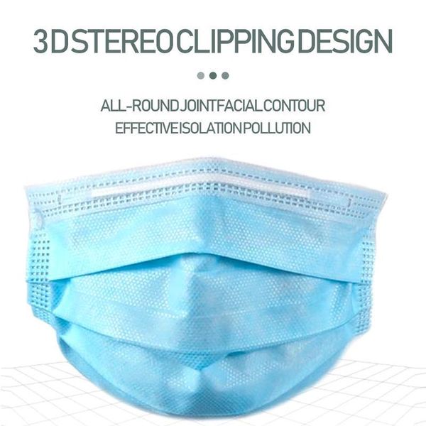 

100pcs anti-pollution 3 laye disposable face mouth masks dust protection masks nonwove ply filter mouth face meltblown masks