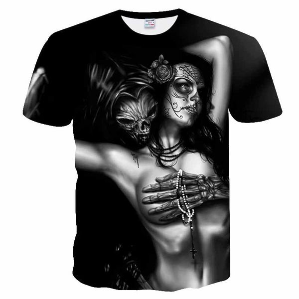 

3d printing skull t-shirts man's t-shirt short sleeve tees fashion woman streetwear mens coats tshirts european summer 2020 new, White;black
