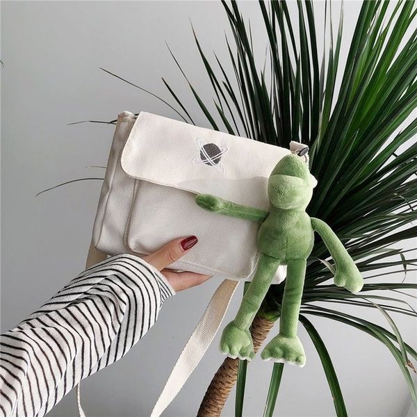 

холст маленькая квадратная сумка 2020 новый японский мягкий сестра милый мультфильм лягушка сумка земля холст женские сумки