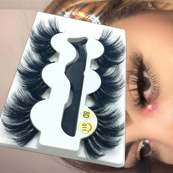 

3pairs 25mm handmade 5d/8d mink false eyelashes wispy fluffy thick dramatic lashes extension eye makeup tools with a tweezer